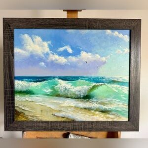 Framed Oil Painting “Before the storm ” By Nuri Alieva , ocean Artwork sea